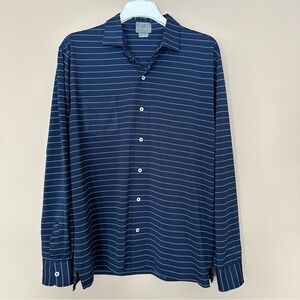 Fennec Men’s M Long Sleeve Collared Button Shirt Highly Evolved Navy & Purple